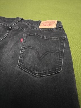Levi's Black Denim Jeans with Red Tab and Leather Waist Patch